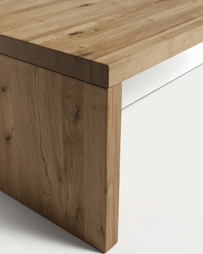 Tavolino rettangolare in rovere con piano in vetro