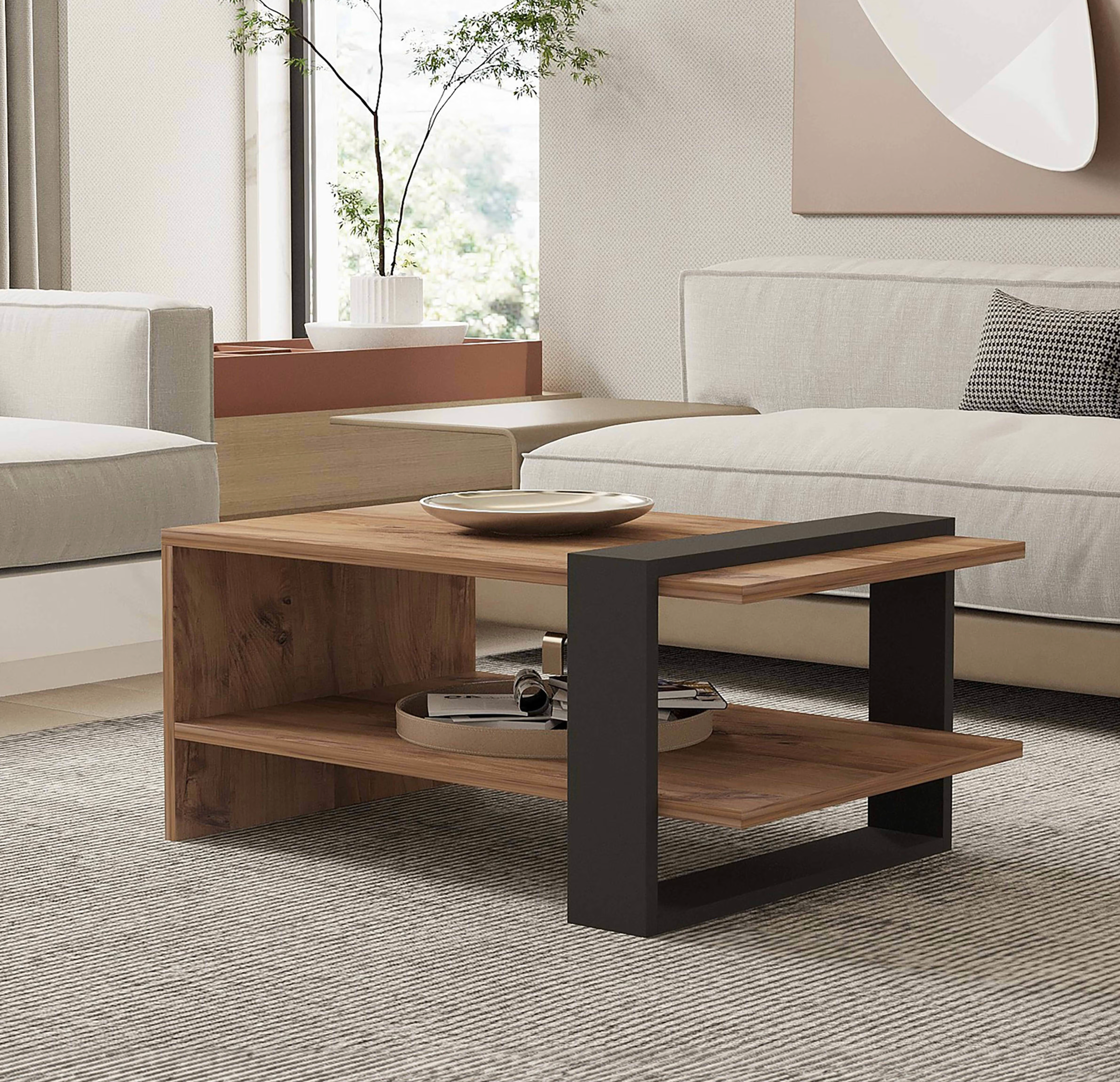 Tavolino Rettangolare Effetto Legno